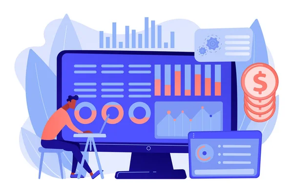 Financial data management concept vector illustration. — Stock Vector