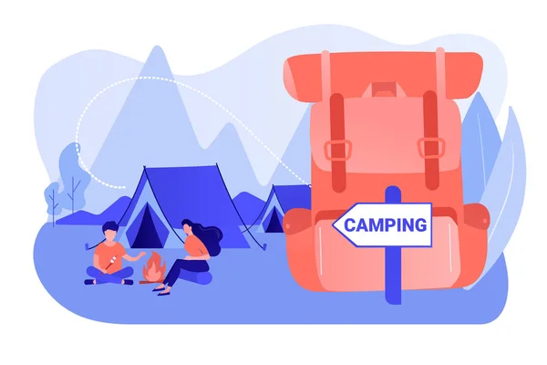 Zomer camping concept vector illustratie. — Stockvector