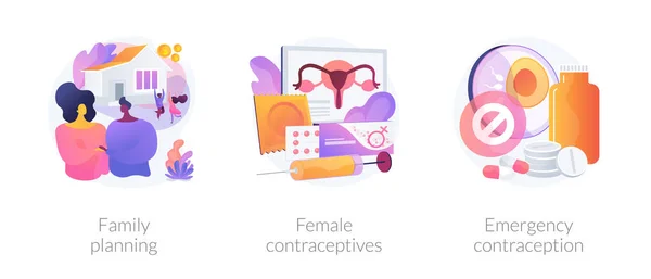 Family planning and birth control vector concept metaphors. — Stock Vector