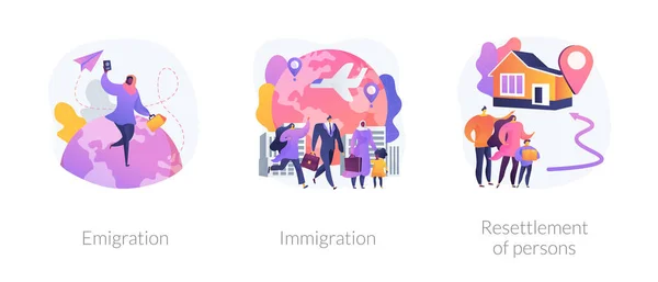 Population Mobility Human Migration Metaphors Emigration Immigration People Resettlement Country — Stock Vector