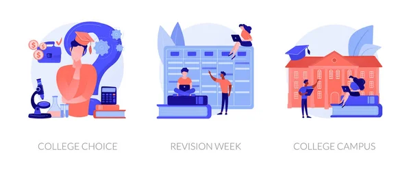 Toma Decisiones Importantes Elección Institución Educación Superior Conjunto Iconos Estilo — Archivo Imágenes Vectoriales