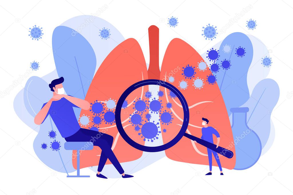 Covid-2019 panic, symptoms and treatment concept vector illustra