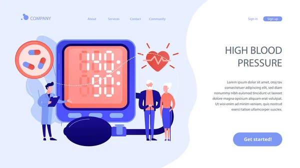 High blood pressure concept landing page. — Stock Vector
