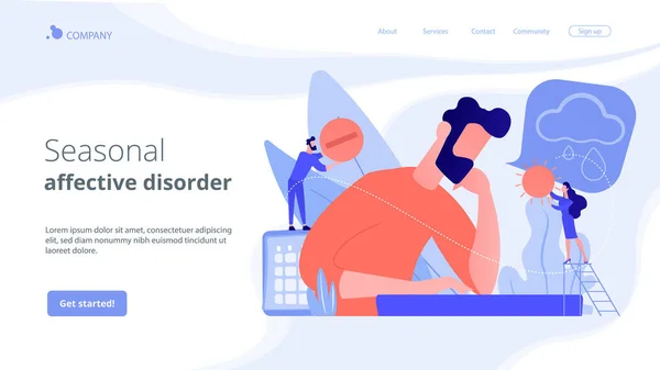 Saisonnière affective disorder concept landing page . — Image vectorielle