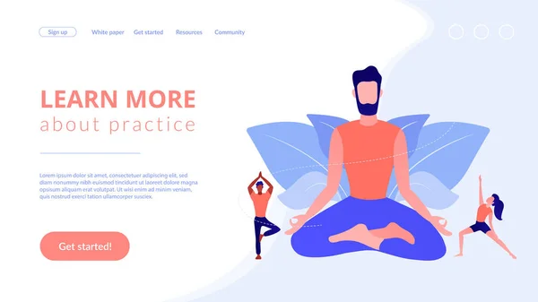 Yoga school concept landing page. — Stock Vector