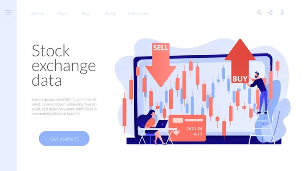 Concetto di borsa landing page . — Vettoriale Stock