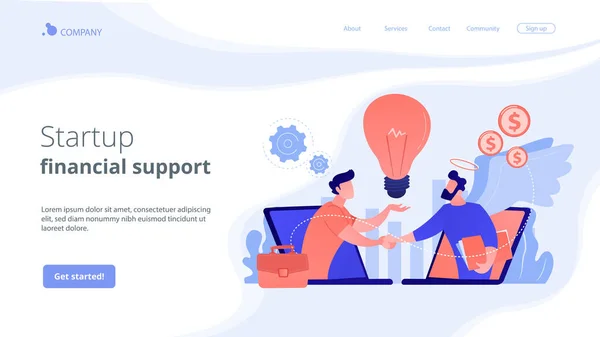 Angel investor koncept landing page — Stockový vektor