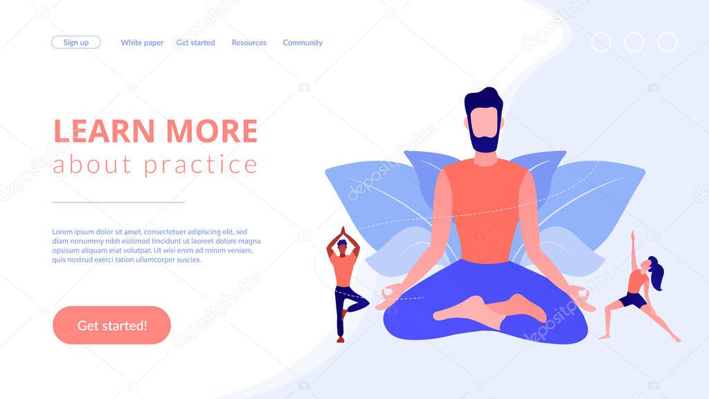 Yoga school concept landing page.