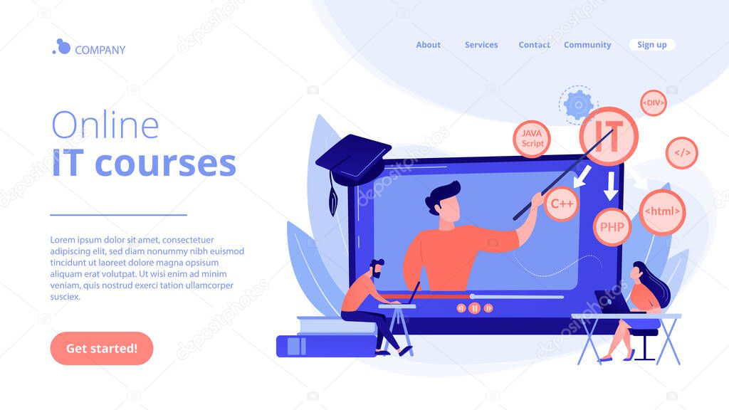 Online IT courses concept landing page