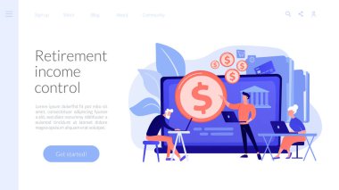 Emekli konsept iniş sayfasının finansal okur yazarlığı.