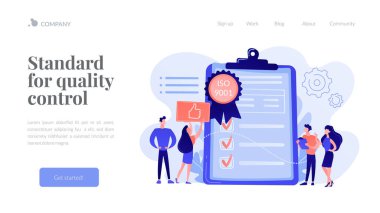 Kalite kontrol konsepti iniş sayfası için standart.