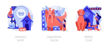 Pet goods and care vector concept metaphors