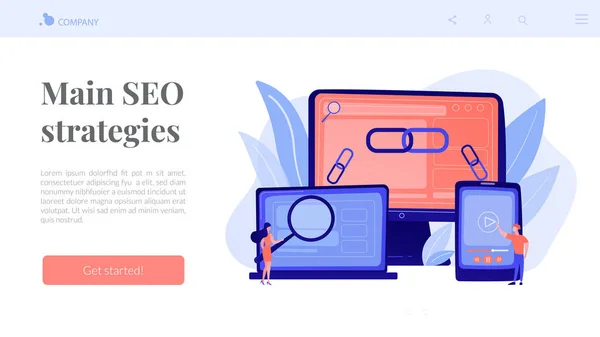 Enlace concepto de construcción landing page — Vector de stock