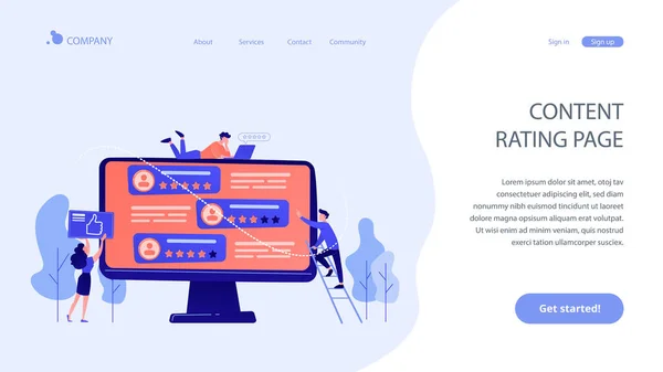 Bewertungsseite Konzept Landing Page. — Stockvektor