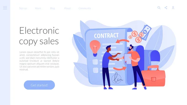 Licensing contract concept landing page — Stock Vector