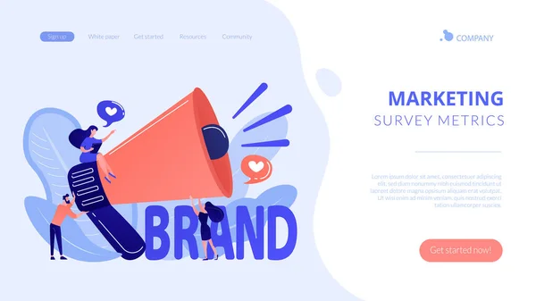 Concepto de marca landing page . — Archivo Imágenes Vectoriales