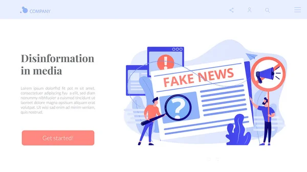 Fake news concept landing page — Stock Vector