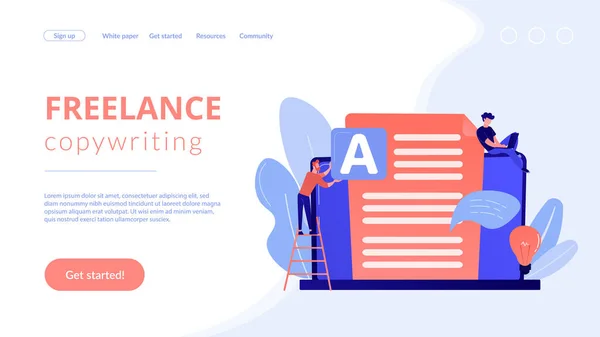 Copywriting concept landing page. — Stockvector