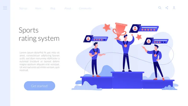 Концепція спортивної рейтингової системи landing page . — стоковий вектор