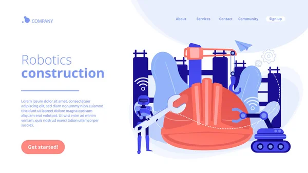 Robotica concetto di costruzione landing page . — Vettoriale Stock