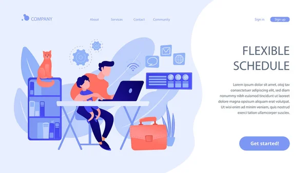 Landing page concepto trabajador remoto — Vector de stock