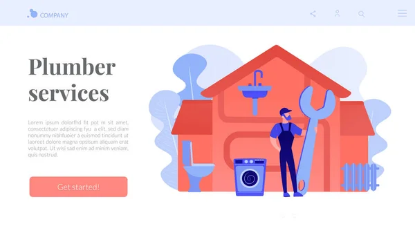 Servicios de fontanero concepto landing page — Archivo Imágenes Vectoriales