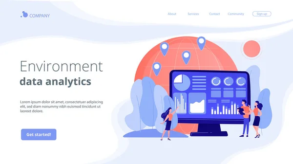 Environnement data analytics concept landing page — Image vectorielle