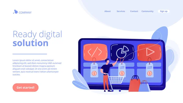 Digital service marketplace concept landing page. — Stock Vector