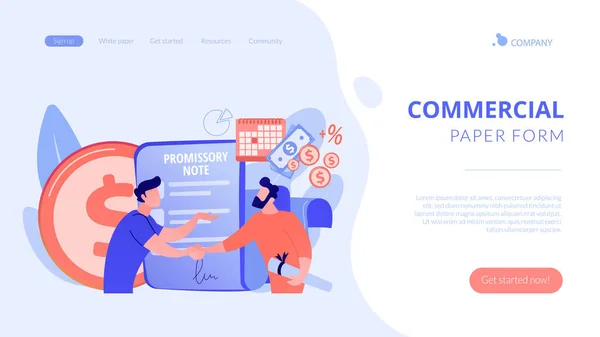 Verplichte nota concept landing page — Stockvector