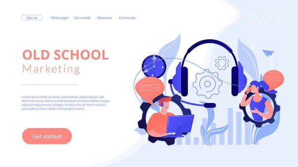 Conceito de chamada fria landing page . —  Vetores de Stock