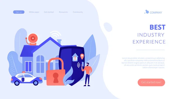 Diseño de sistemas de seguridad concepto landing page — Vector de stock