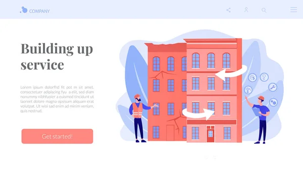 Antiguo concepto de modernización de edificios landing page — Archivo Imágenes Vectoriales