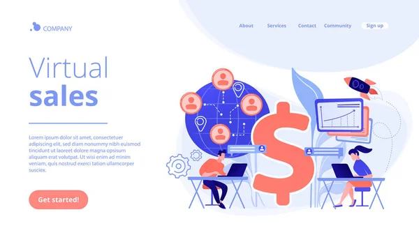 Concepto de ventas virtual landing page . — Archivo Imágenes Vectoriales