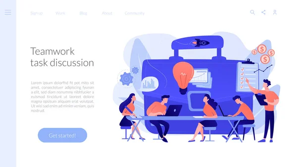 Business briefing concepts landing page — 스톡 벡터