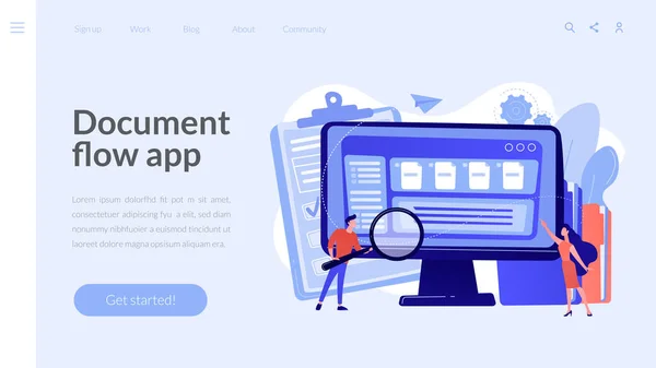 Gerenciamento de documentos soft concept landing page . —  Vetores de Stock