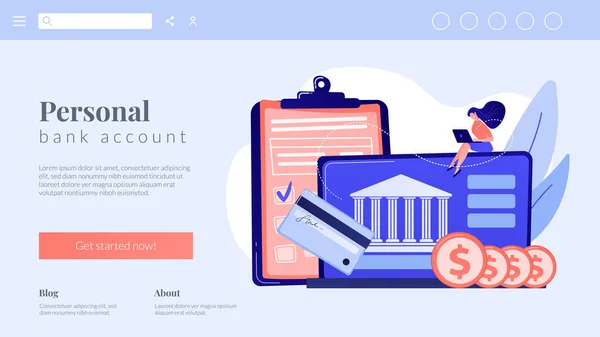 银行账户概念登陆页. — 图库矢量图片