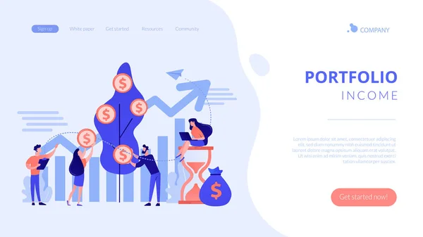 Concetto di reddito del portafoglio landing page . — Vettoriale Stock