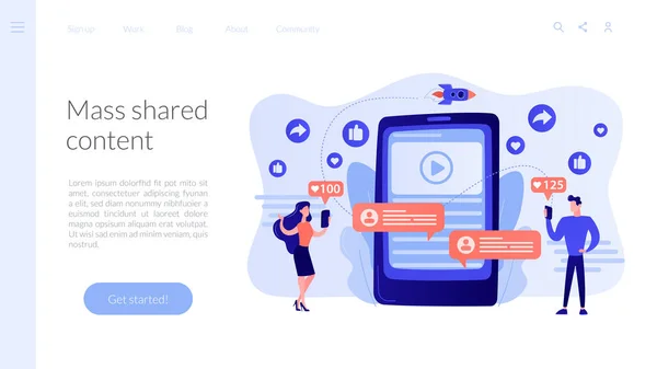 Concepto de contenido viral landing page — Vector de stock