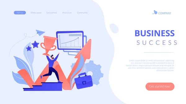 Conceito de sucesso empresarial landing page . — Vetor de Stock