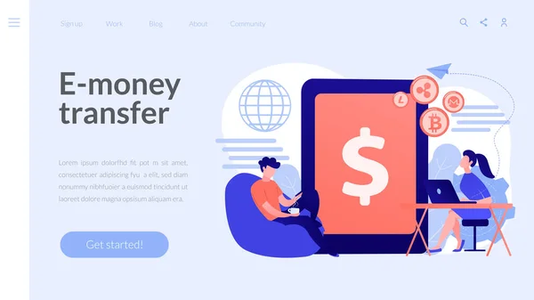 Landing Page zum Konzept der digitalen Währung. — Stockvektor