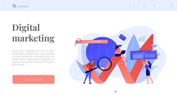 Conceito de marketing digital landing page . — Vetor de Stock