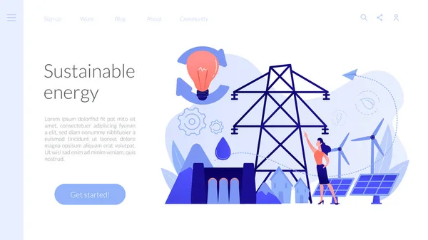 Concepto de energía sostenible landing page . — Archivo Imágenes Vectoriales