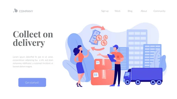 Contrassegno COD concept landing page — Vettoriale Stock