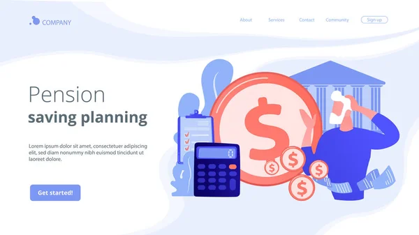 Concepto de preparación para la jubilación landing page . — Archivo Imágenes Vectoriales