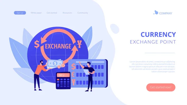 Currency exchange concept landing page — Stock Vector