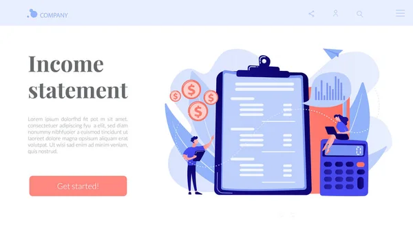 Declaração de renda conceito landing page . — Vetor de Stock