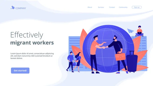 Expat Work Konzept Landing Page — Stockvektor