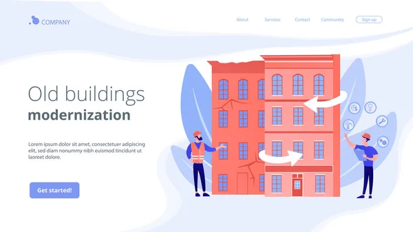 Modernisierungskonzept für Altbauten Landing Page — Stockvektor
