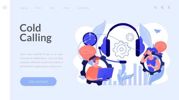 Conceito de chamada fria landing page . —  Vetores de Stock