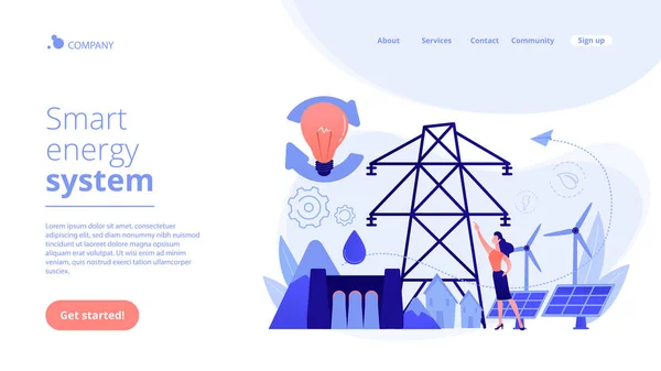 Concepto de energía sostenible landing page . — Archivo Imágenes Vectoriales